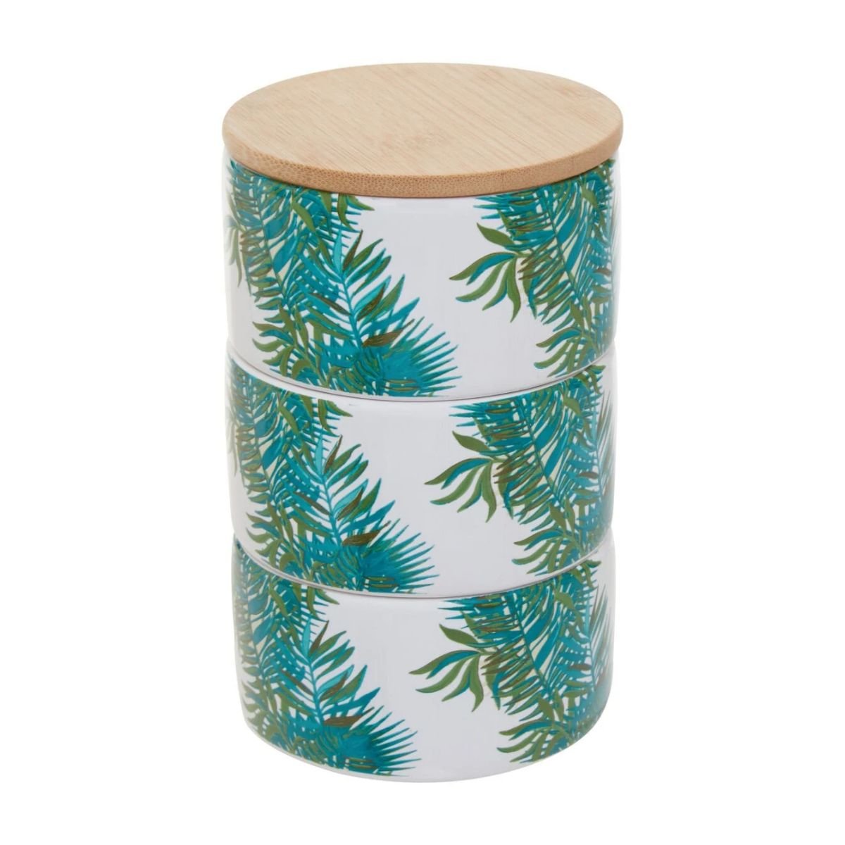 Orsina Winter Palm Set Of Three Stackable Canisters