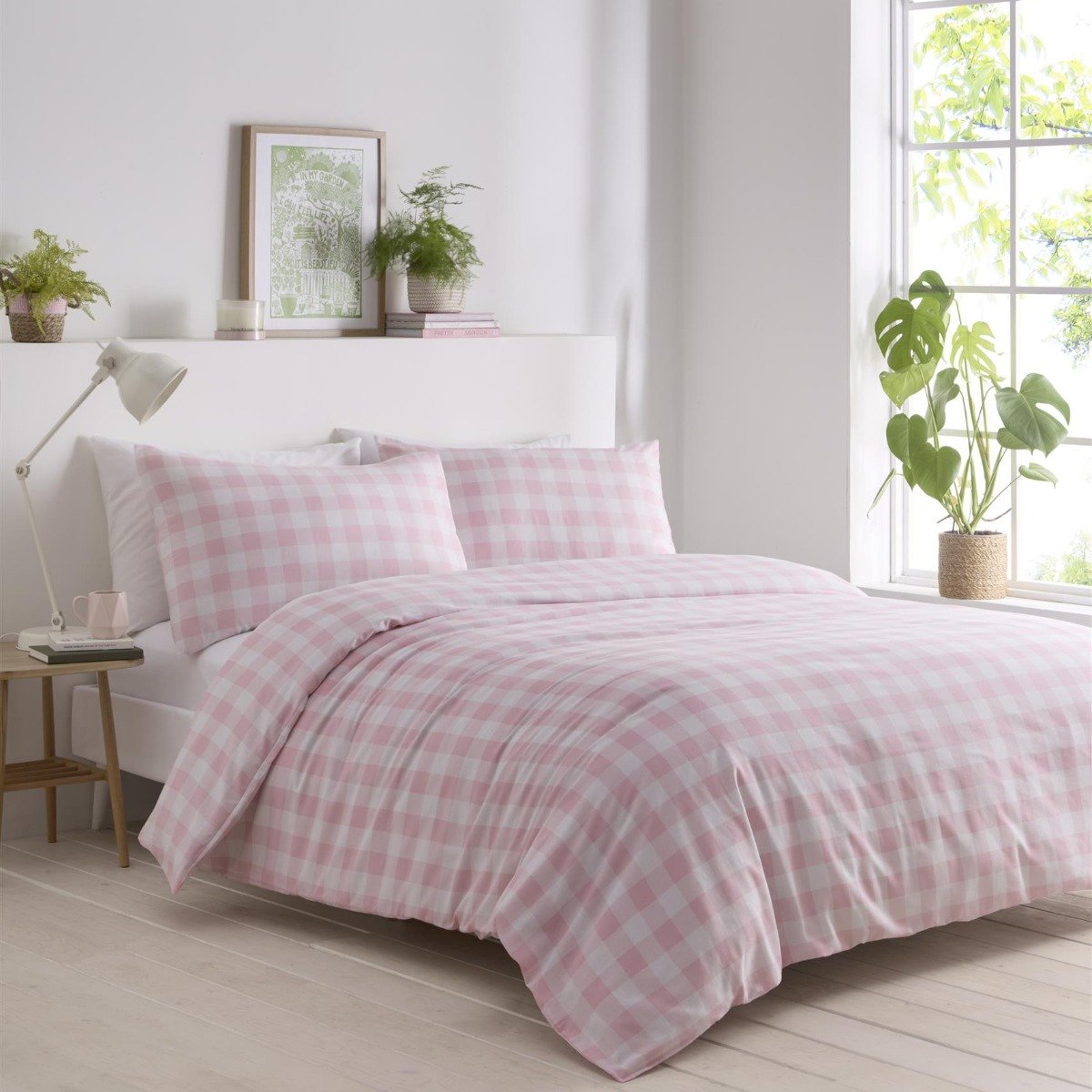 Portfolio Home Gingham Pink Duvet Cover Set - Single