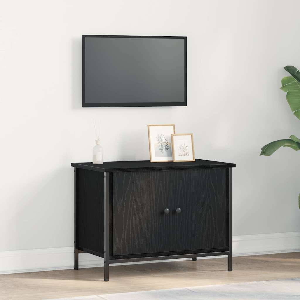 Walplus Engineered Wood 2 Doors 1 Shelf TV Cabinet - Black Oak - 60 x 35 x 45 cm