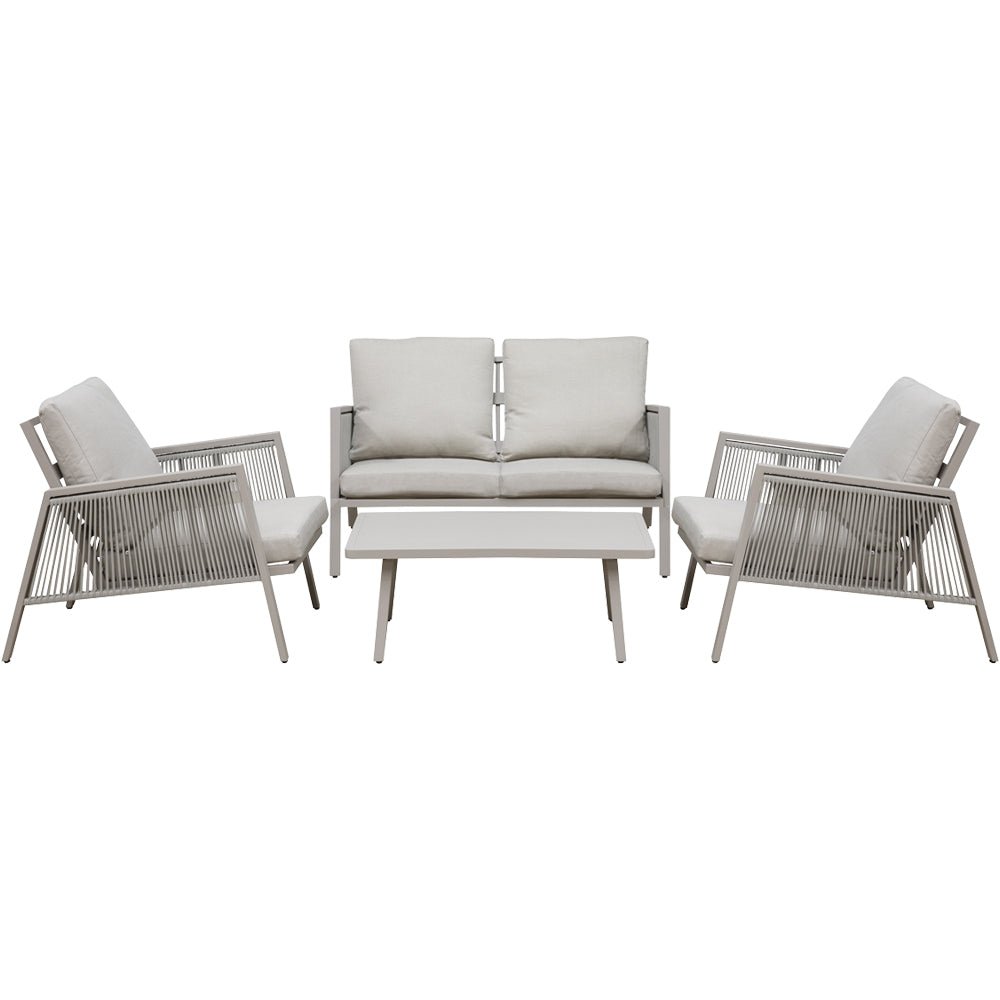 Loops Direct 4 Seater Aluminium Garden Sofa Set 8cm Cushions - Grey
