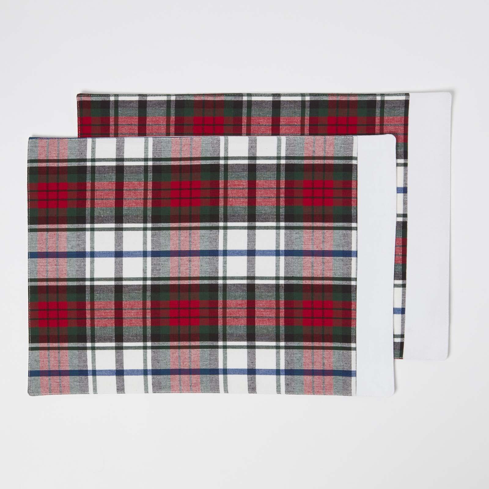 Homescapes Pack of 2 Cotton Macduff Tartan Placemats - Red