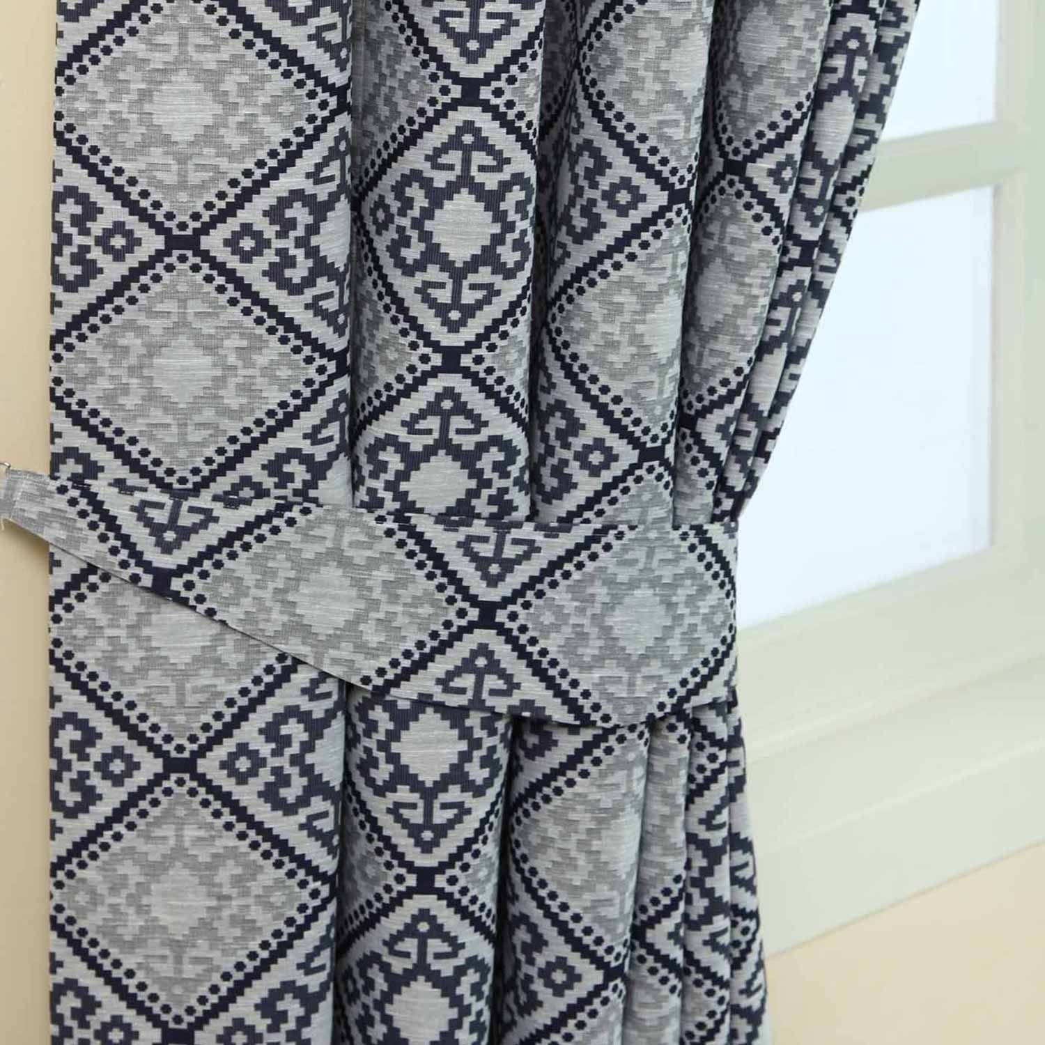 Homescapes Pack of 2 Aztec Jacquard Curtain Tie Backs – Blue