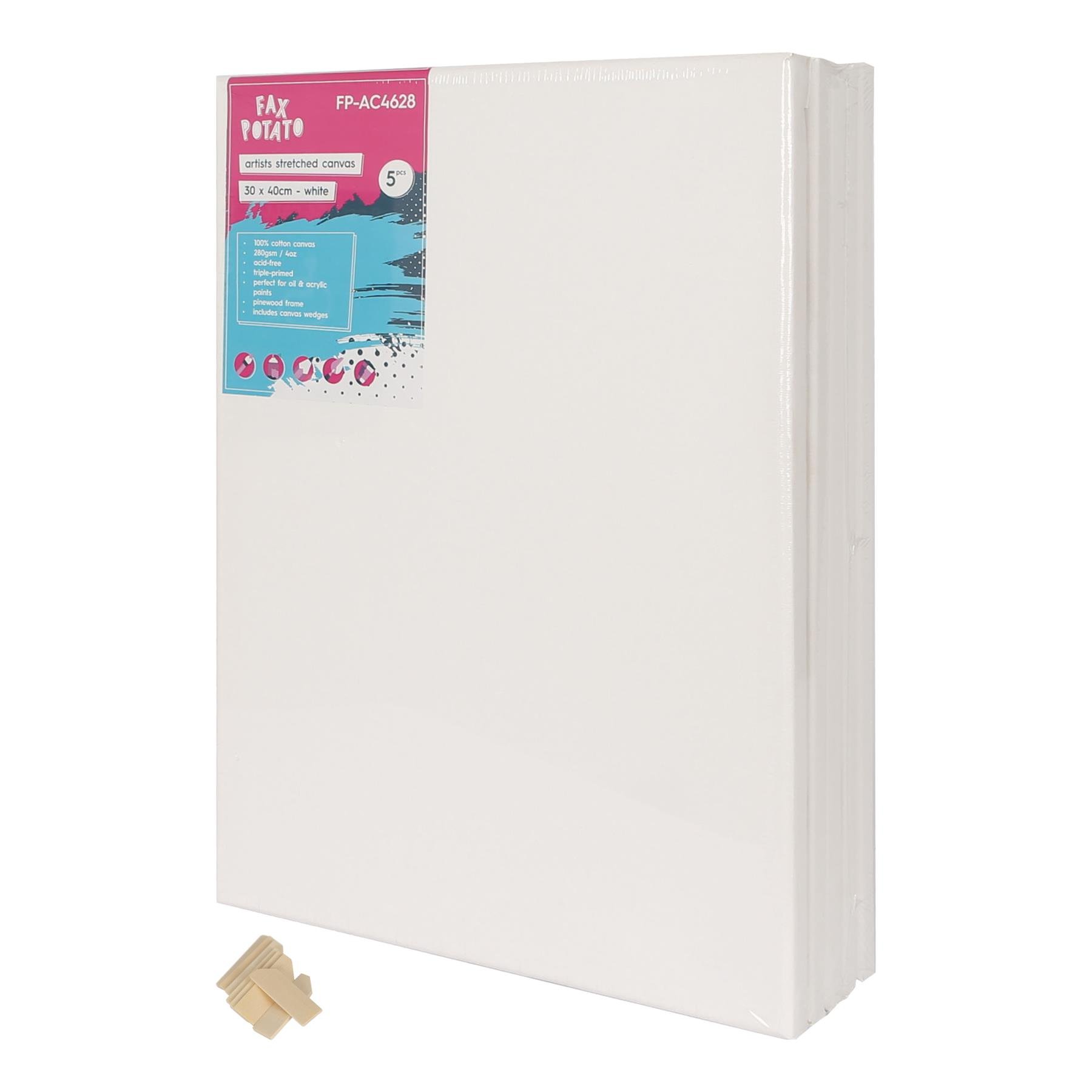 Fax Potato Stretched Canvas with Wooden Wedges 12" x 16" - Pack of 5