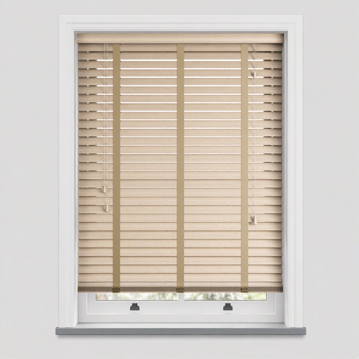 New Edge Blinds Natural Oak Faux Wood Tape Venetian Blind - 90cm x 120cm