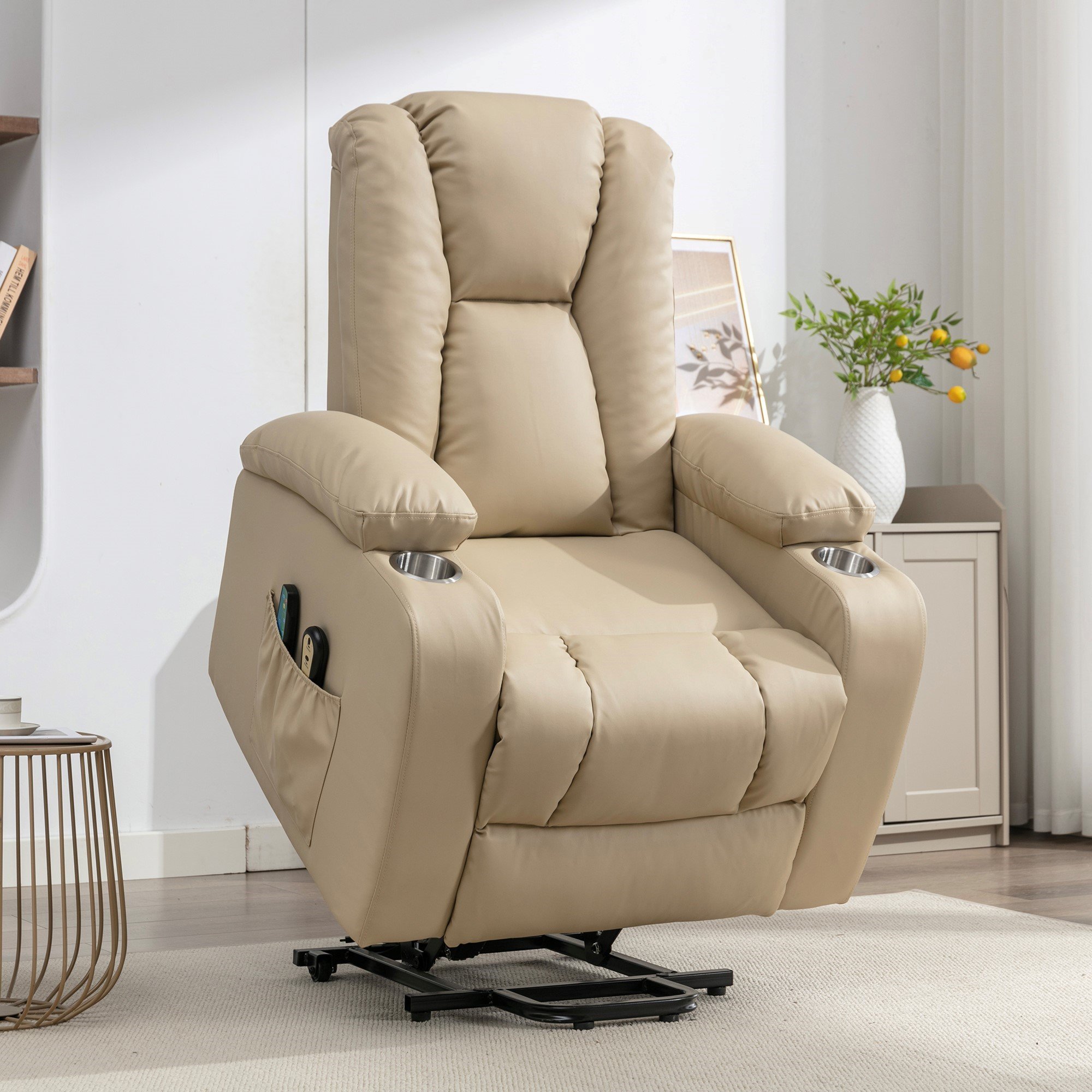 Artemis Home Hartville Electric Lift Assist Massage Heat Recliner - Cream