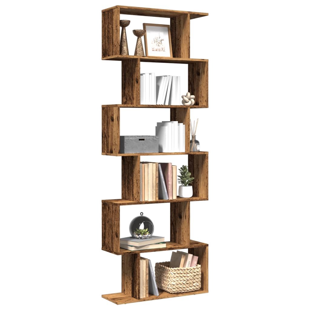 Walplus 6 Tier Engineered Wood Book Cabinet - Dark Wood - 70 x 24 x 193 cm