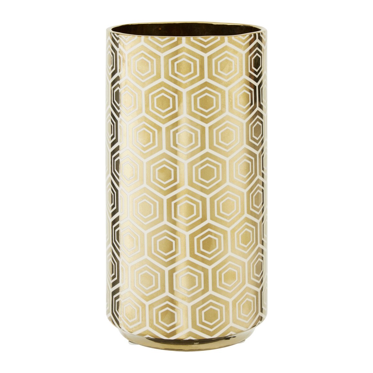Orsina Hexa Large Ceramic Vase - Gold and Cream