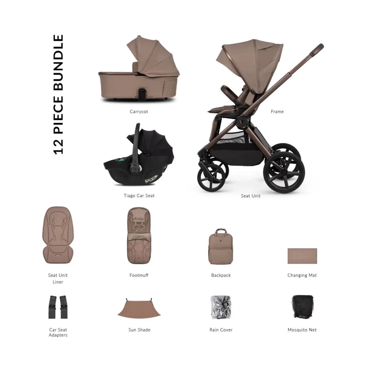 Venicci Upline 3 3-in-1 Travel System - Black/Sand