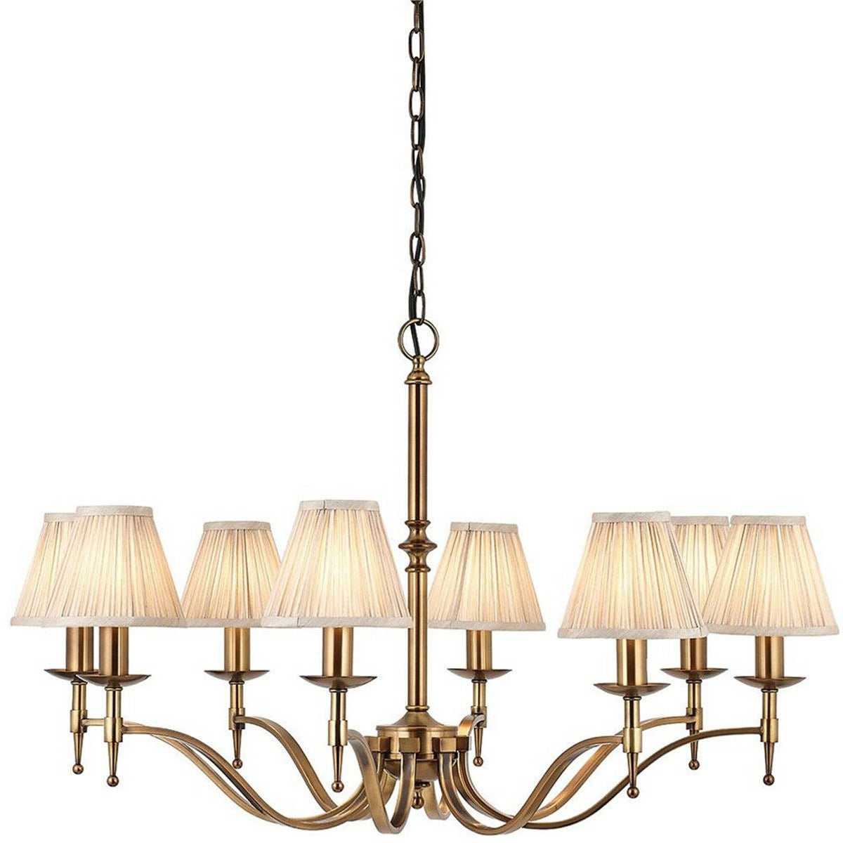 Loops Direct Stanford Ceiling Pendant Chandelier - Antique Brass and Beige