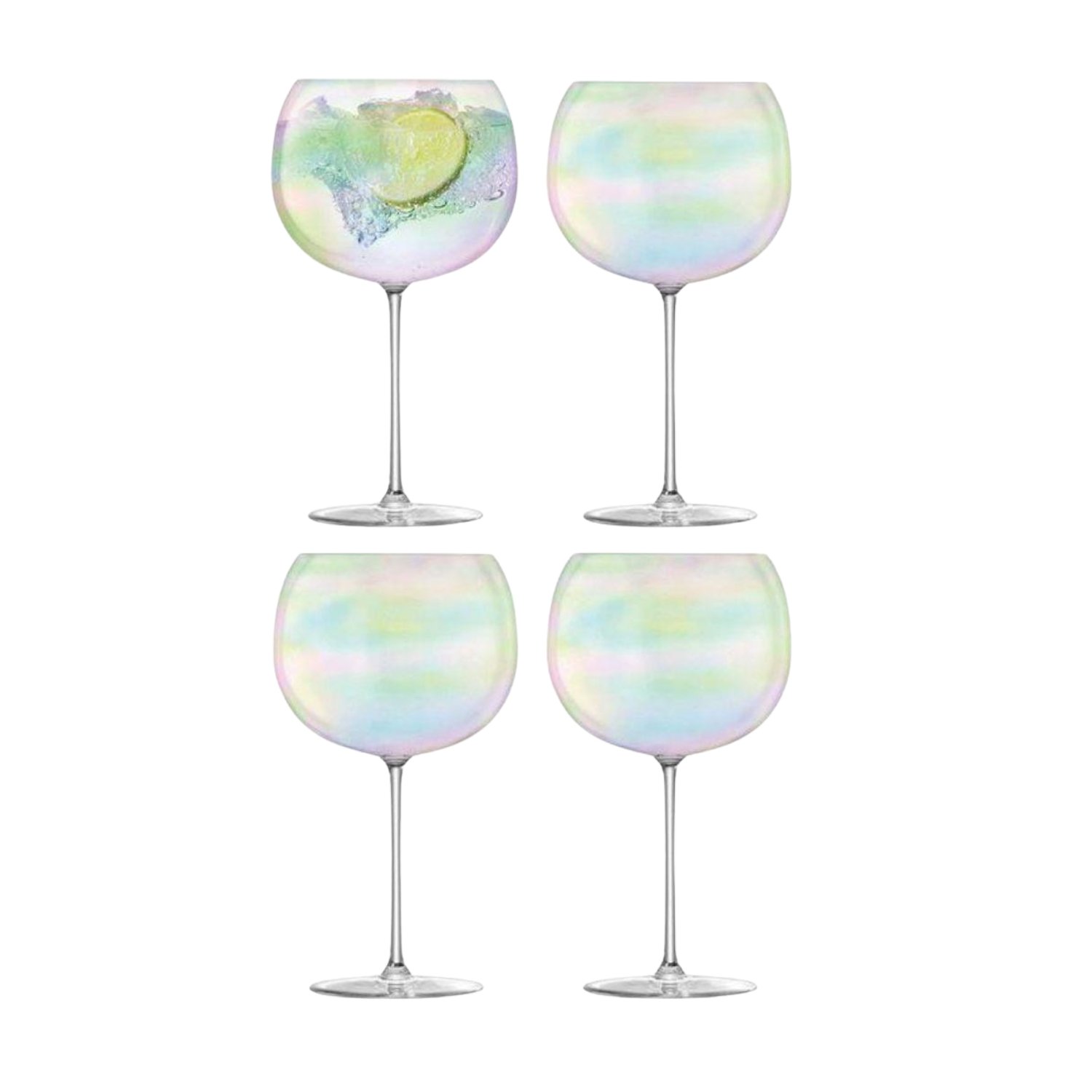 LSA International Set of 4 Pearl Lustre Stemmed Balloon Glasses 680ml - Pearl