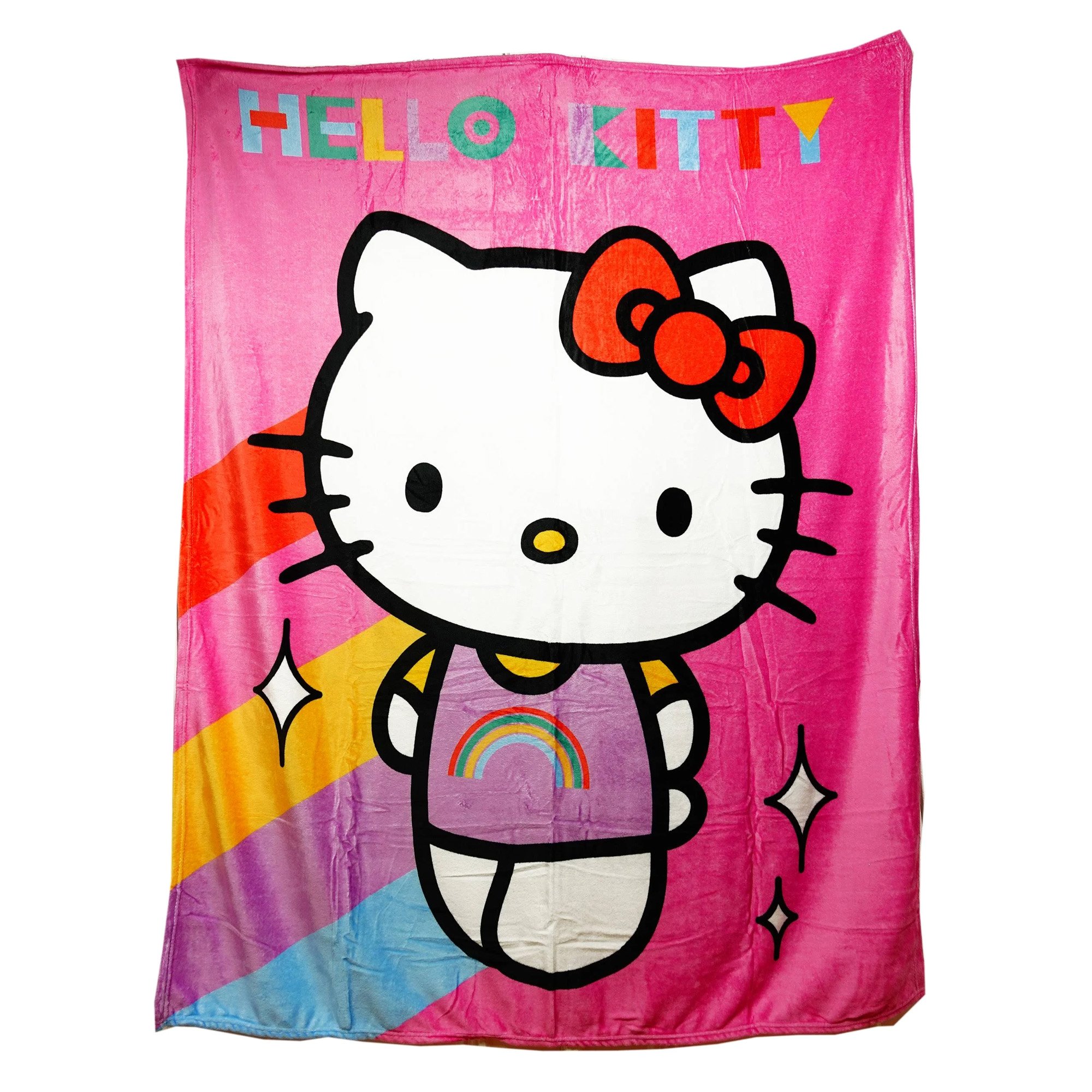 Hello Kitty Fleece Rainbow Pink Blanket - 160cm x 130cm