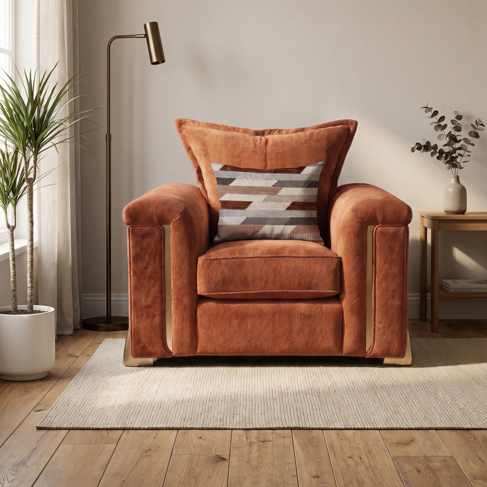 Somnior Oscar Sherpa Columbus Fabric Armchair - Apricot