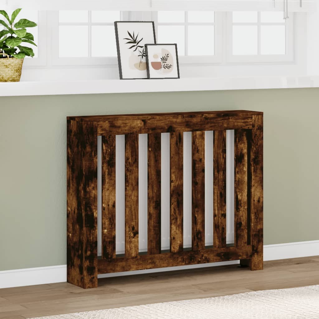Walplus Vertical Slats Radiator Cover - Smoked Oak - 104 x 20 x 82 cm