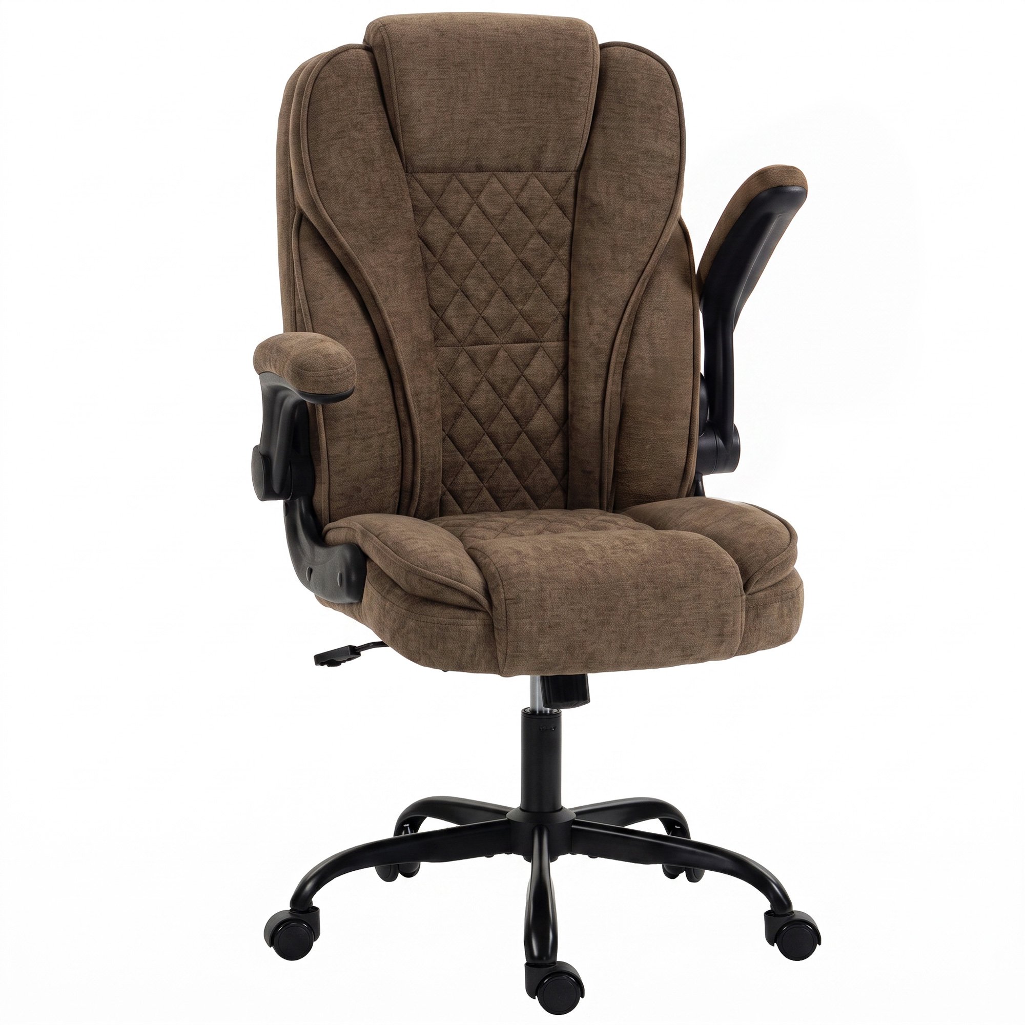 HOMCOM Padded Flip-up Armrest Ergonomic Executive Desk Chair - Brown