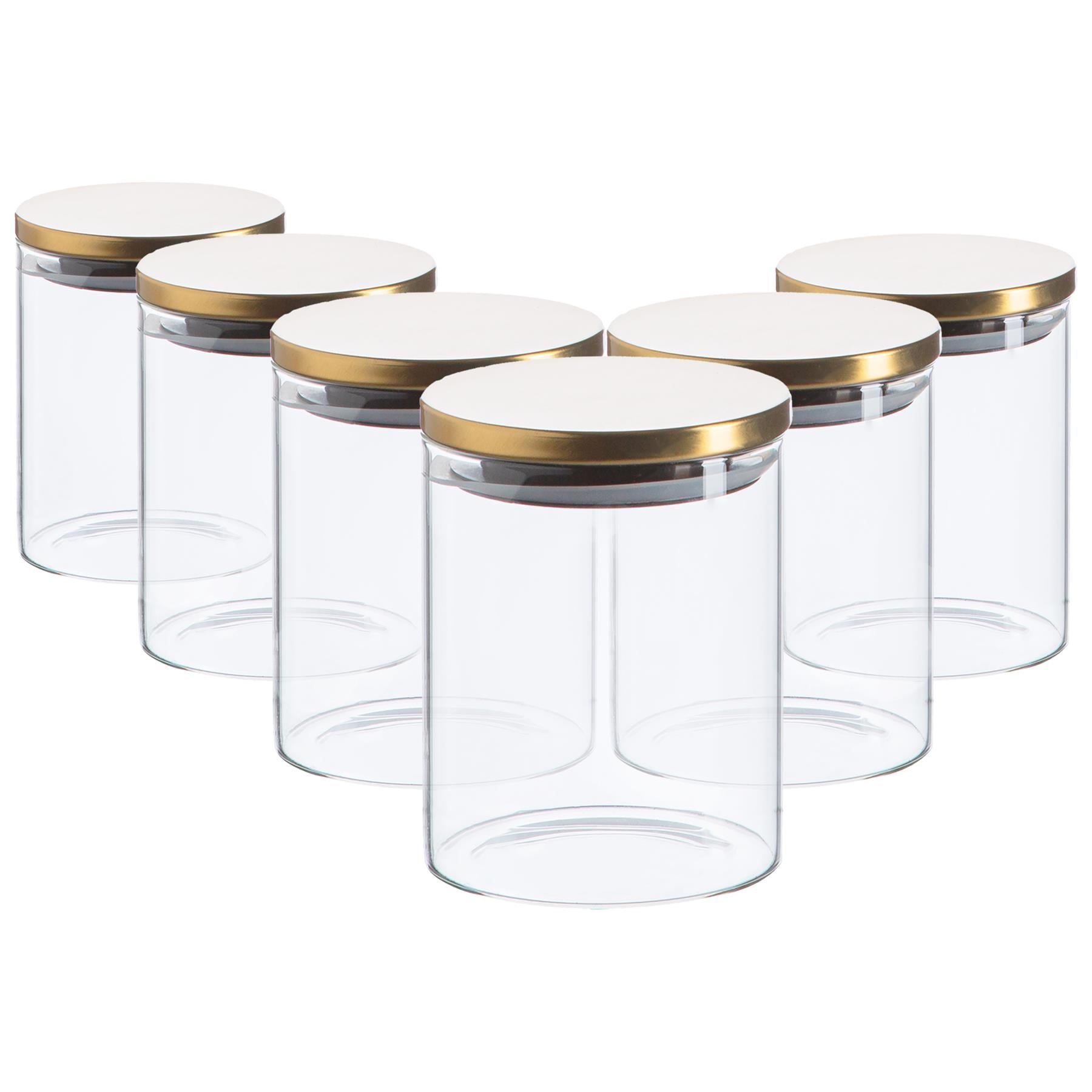 Argon Tableware Scandi Storage Jars with Metallic Lids - Gold - Set of 6