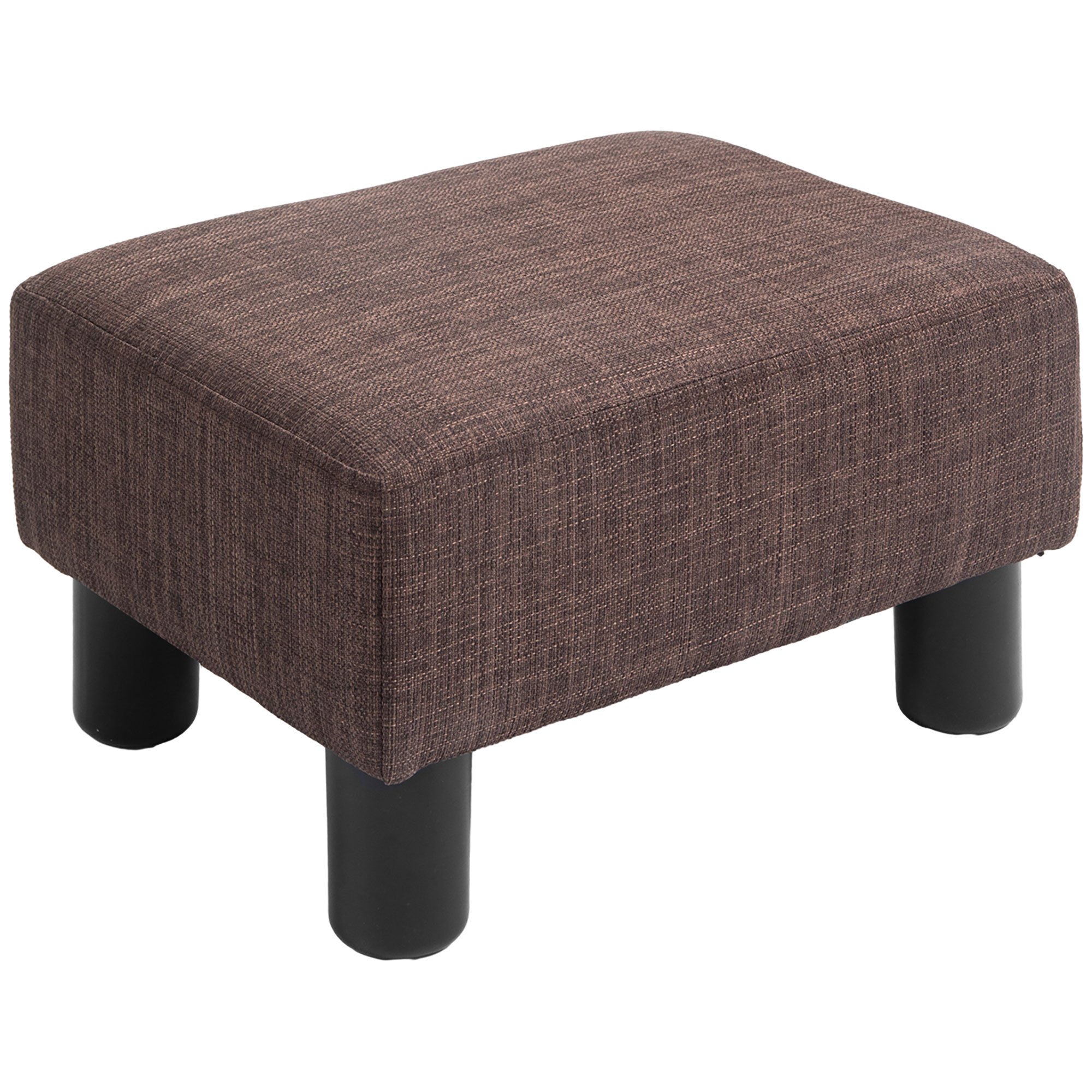 HOMCOM Linen Foot Stool with Wooden Legs - Brown