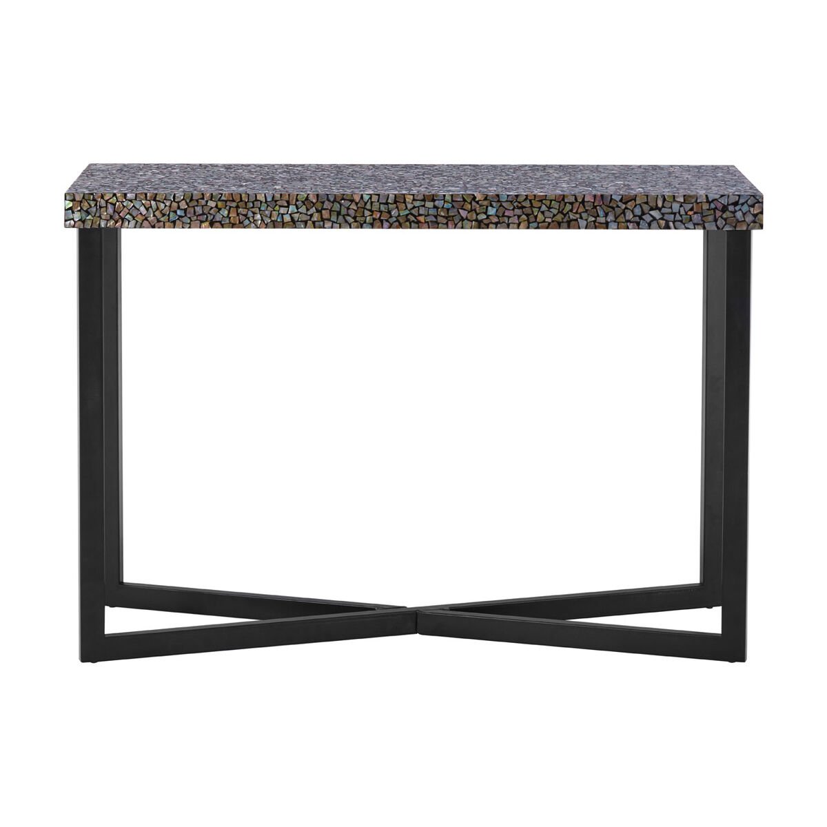Orsina Fusion Crackle Shell Mosaic Rectangular Console Table - Black