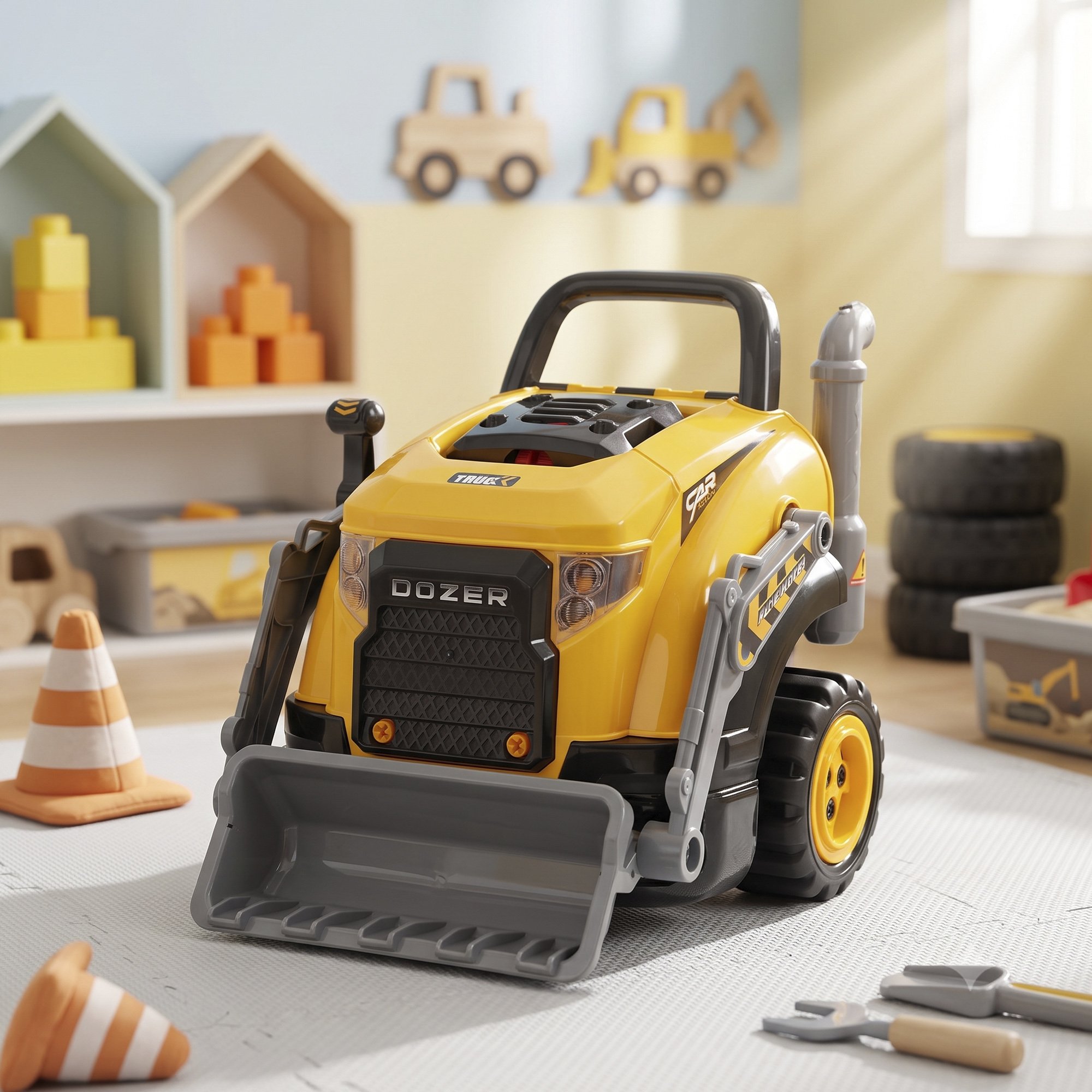 AIYAPLAY 3-6 Years Spray Lights and Sounds Truck Engine Toy – Yellow