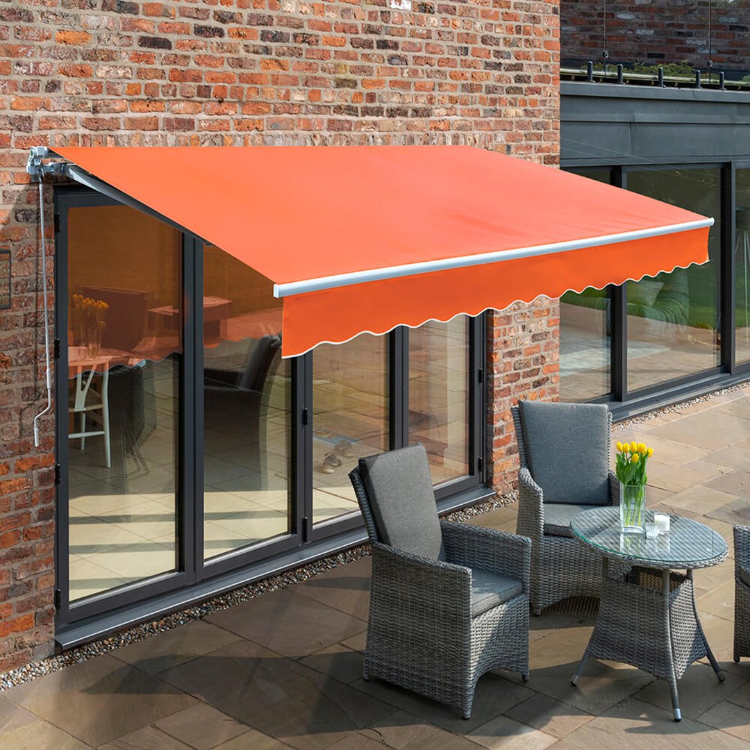 Primrose Awnings 3.0m x 2.5m Retractable Manual Awning Patio Canopy - Terracotta