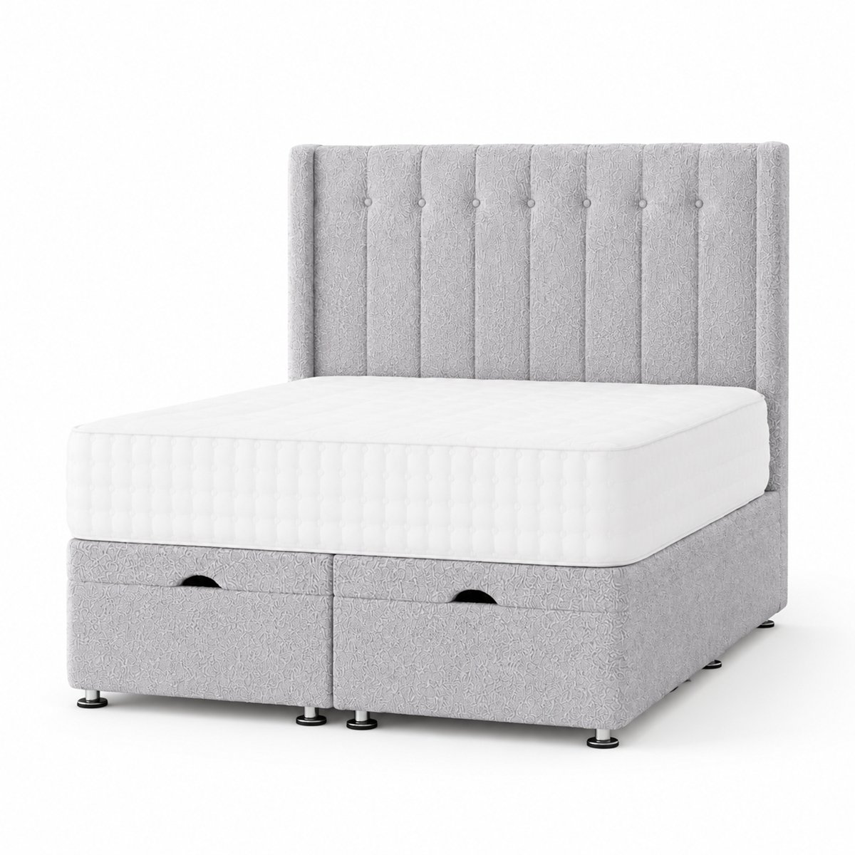 Comfy Deluxe 5ft King Size Astra End Lift Ottoman Bed Set -  Boucle Silver
