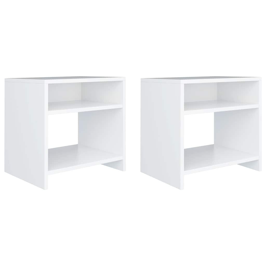 Walplus Pack of 2 Engineered Wood Bedside Cabinet - White - 40 x 30 x 40 cm