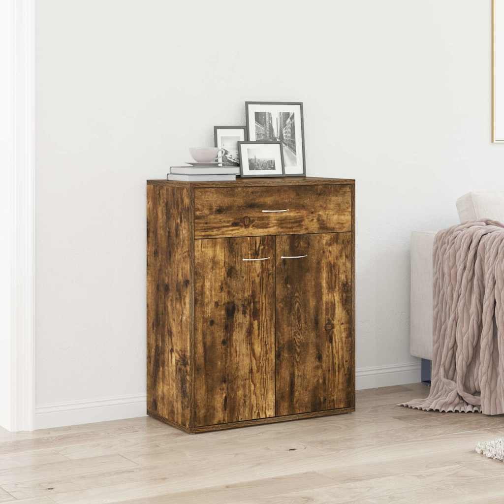Walplus Engineered Wood Sideboard - Smoked Oak - 60 x 30 x 75 cm