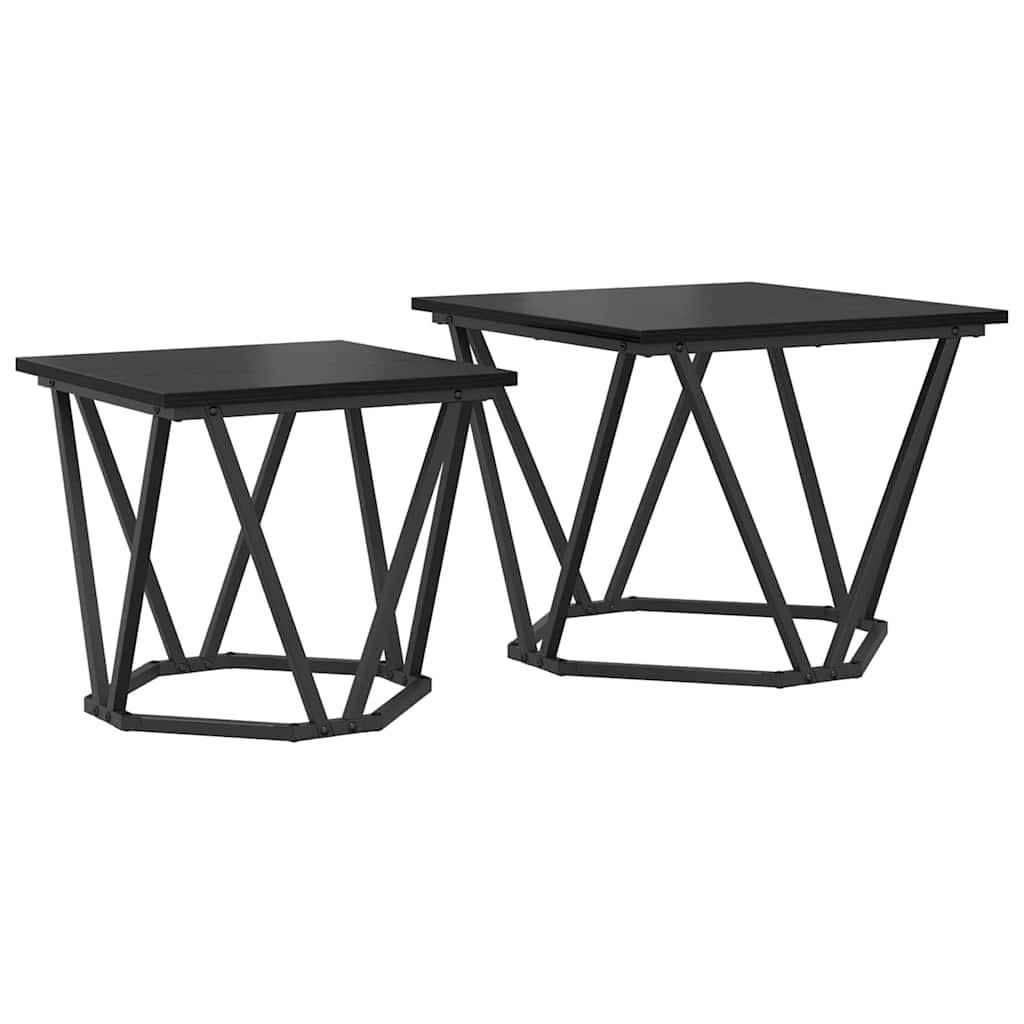 Walplus Pack of 2 Rectangular Side Table - Black Oak - 50 x 50 x 40 cm