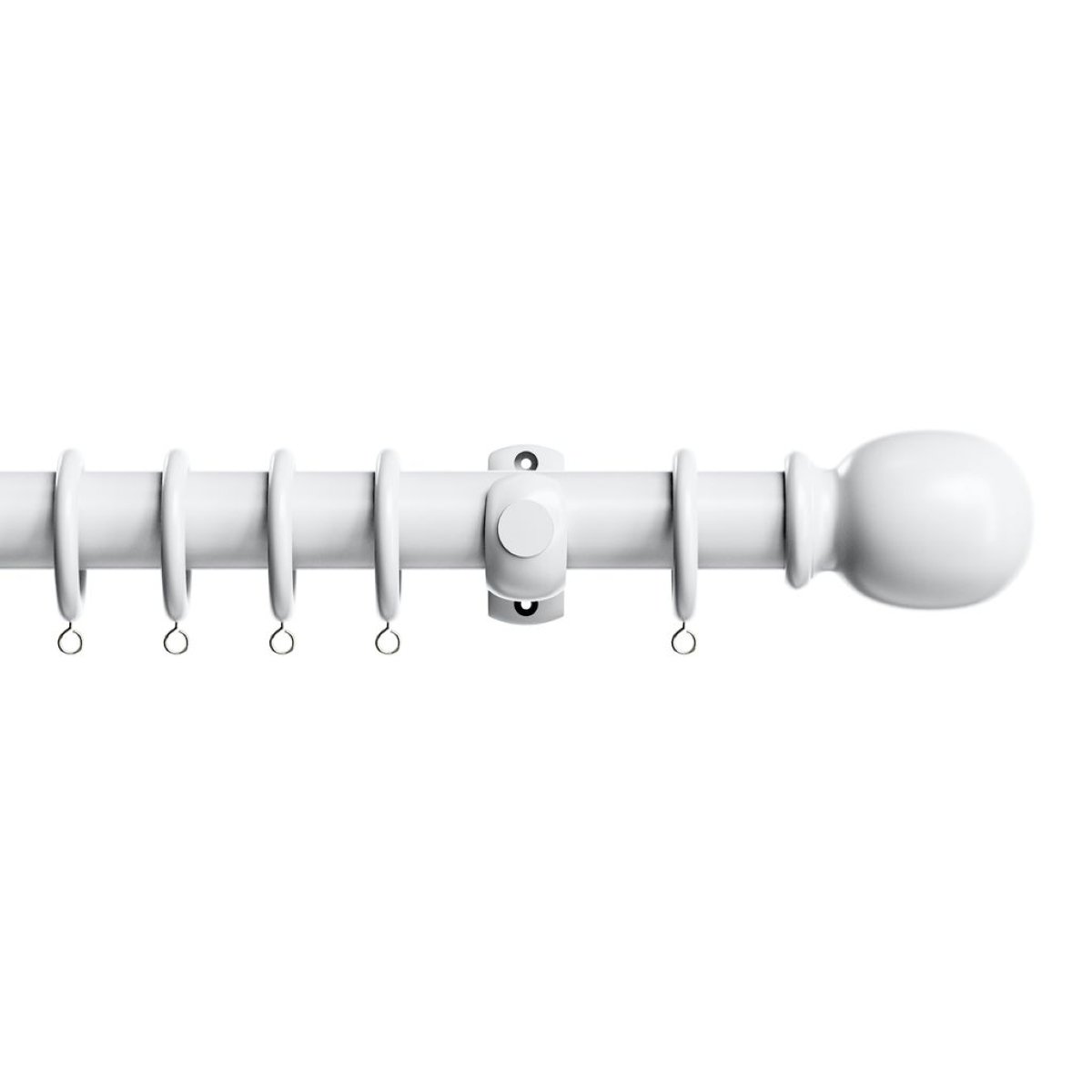 New Edge Blinds 28mm White Classic Wooden Curtain Poles Set - 220cm