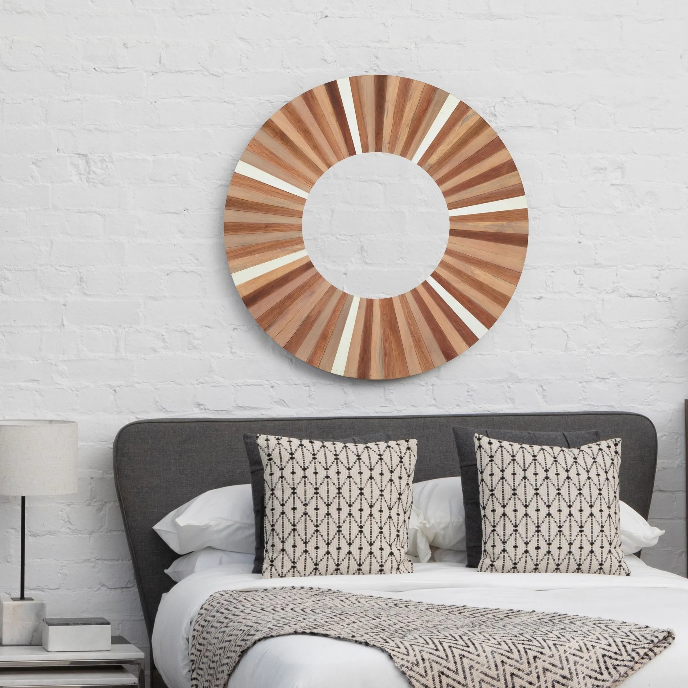 Orsina Barn Wood Wall Mirror – White