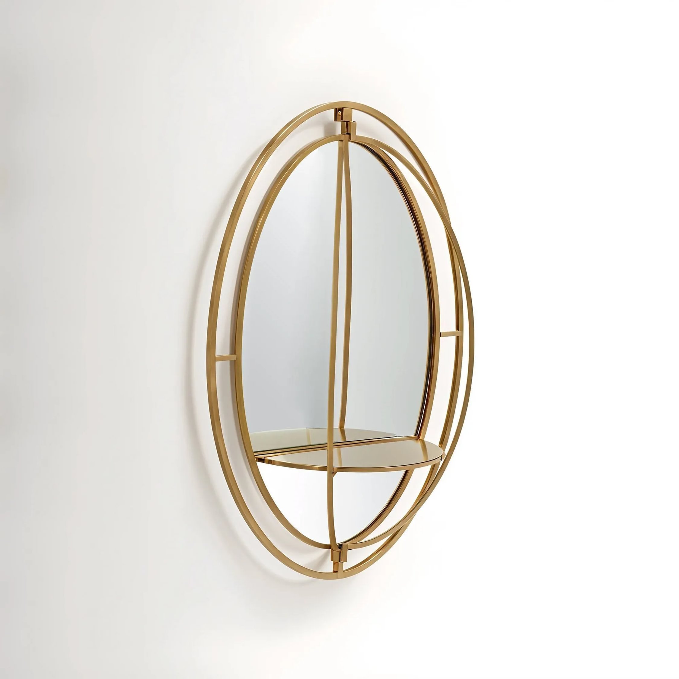 Orsina Avento Oval Shelved Wall Mirror – Gold