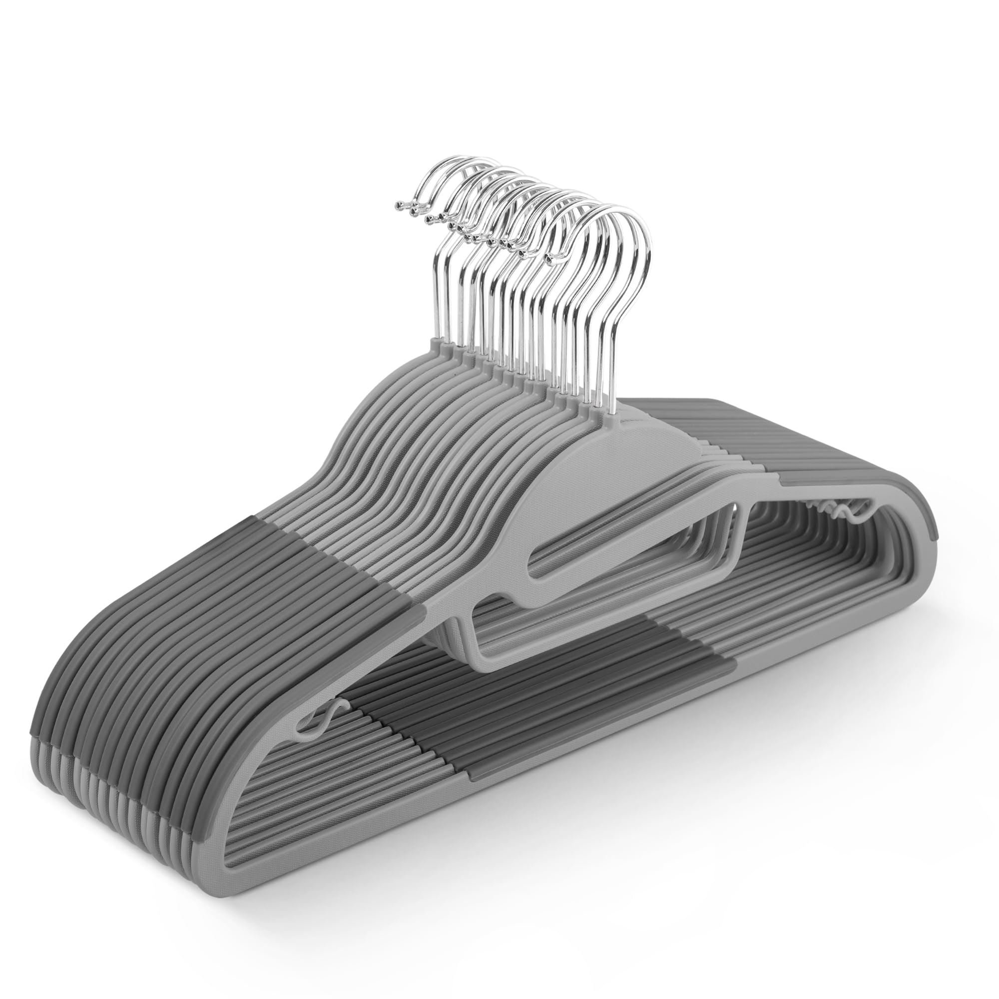 Keplin Dark Grey Non-Slip Slimline Swivel Hook Clothes Hangers - Pack of 20