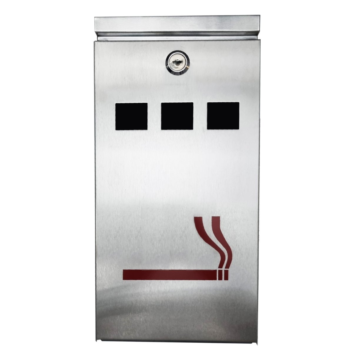 Furnished Wall Mounted Lockable Steel Outdoor Ashtray Bin - Stainless