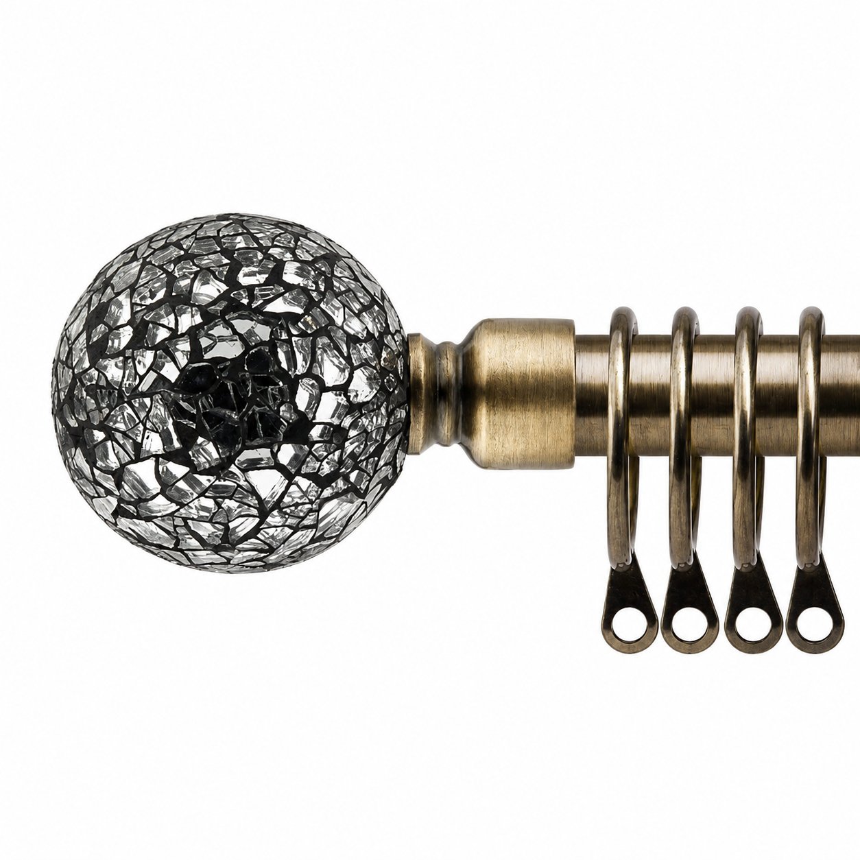 New Edge Blinds 16-19mm Brass Glass Extendable Curtain Pole - 120cm - 210cm