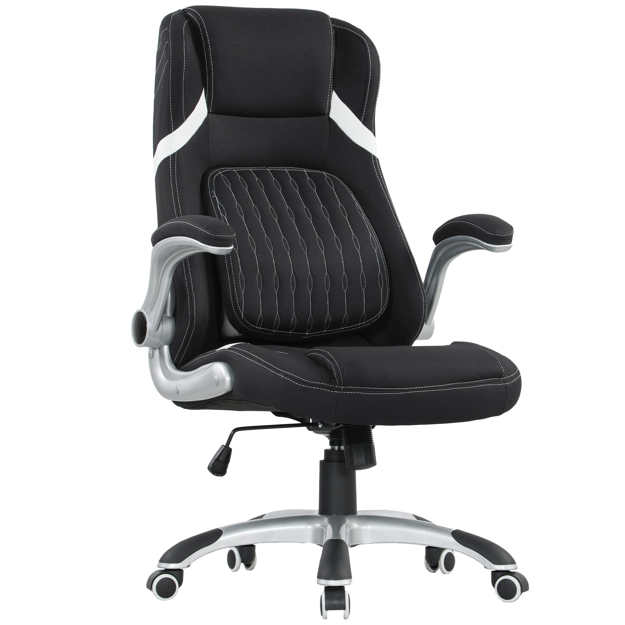 Vinsetto Linen-Look Fabric High Back Computer Desk Chair - Black