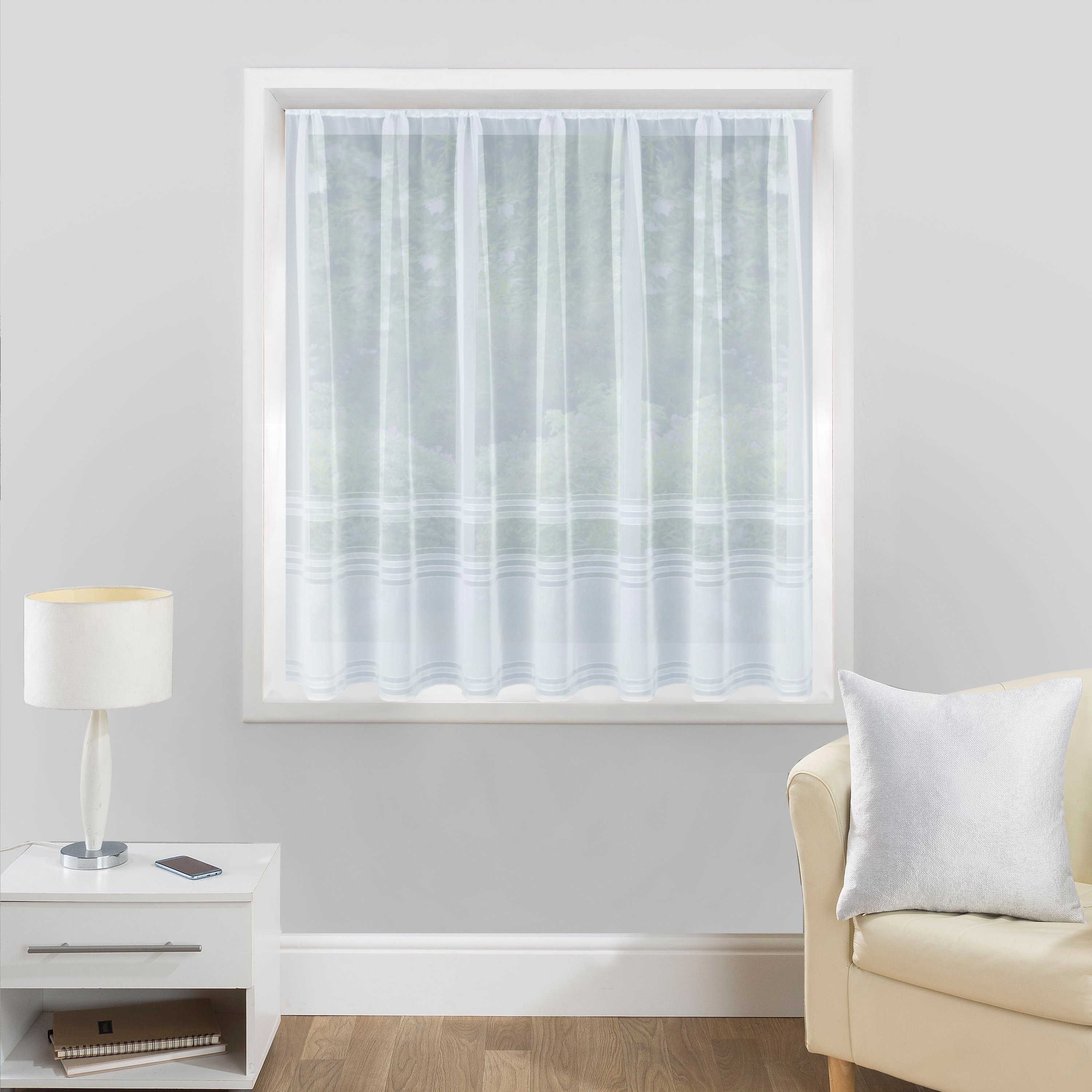 Tyrone Textiles Hudson Pre-Cut Net Curtain Panel - 200 x 183cm - White