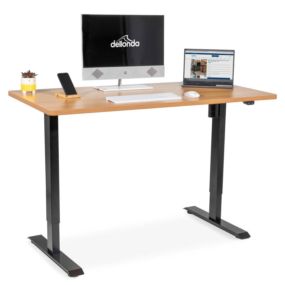 Dellonda Single Motor Electric Sit/Stand Desk - Oak