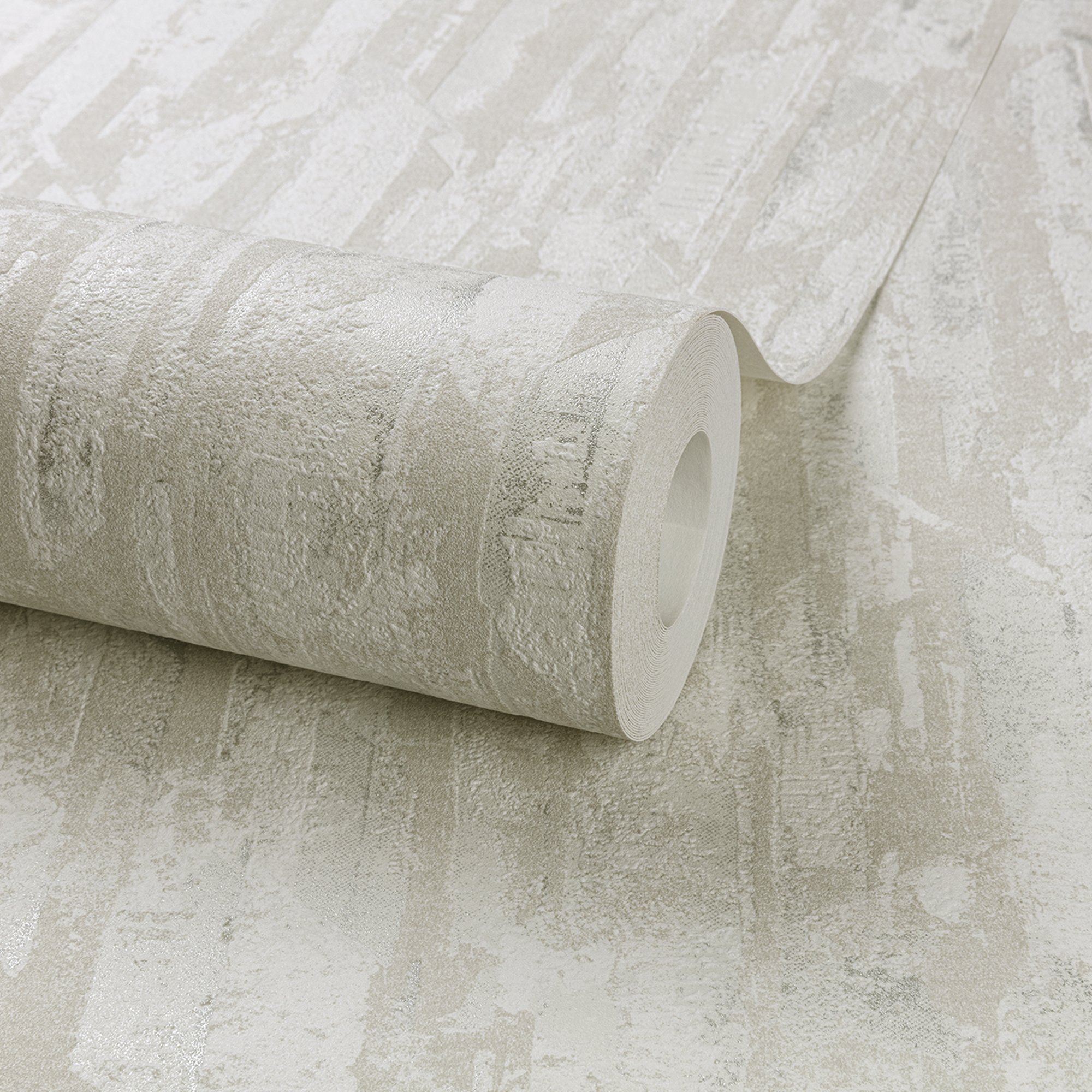 Grandeco Imperia Metallic Shimmer Textured Wallpaper White - Taupe Silver