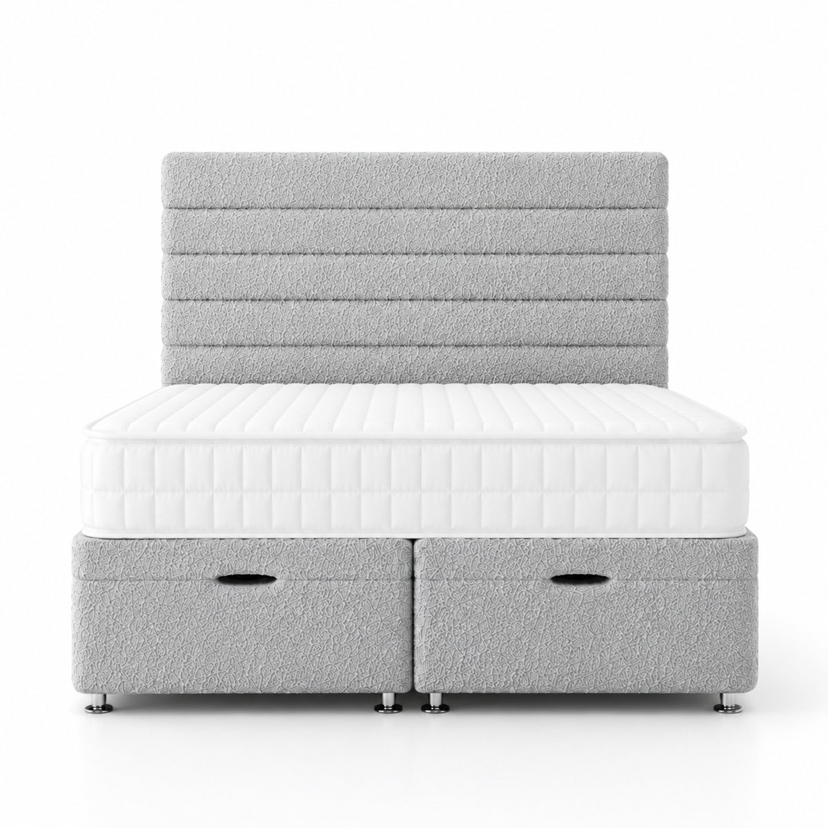 Comfy Deluxe Verona   4ft Small Double Boucle End Lift Ottoman Bed Set - Silver