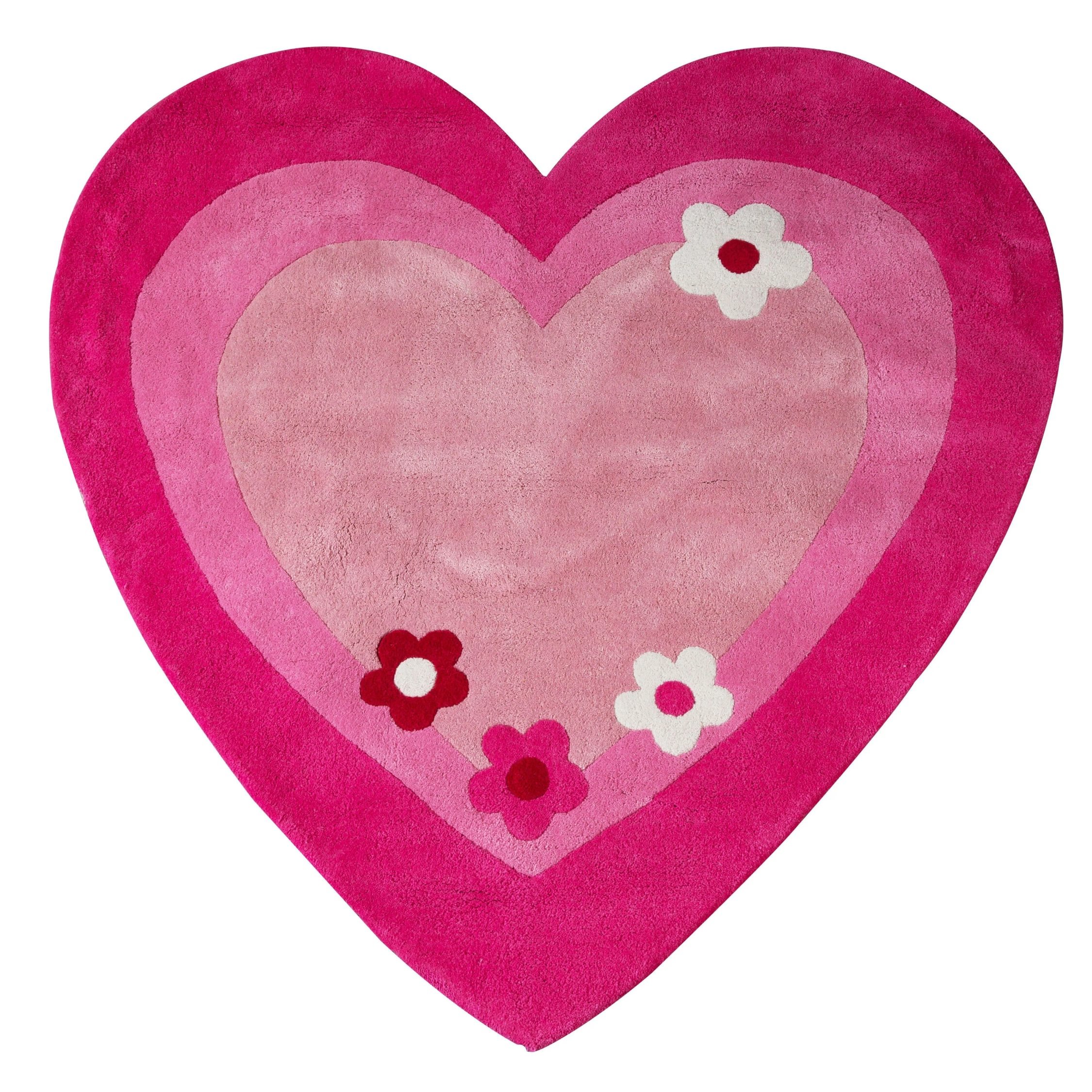 Orsina Pink Kids Love Heart Rug - 100 x 100cm