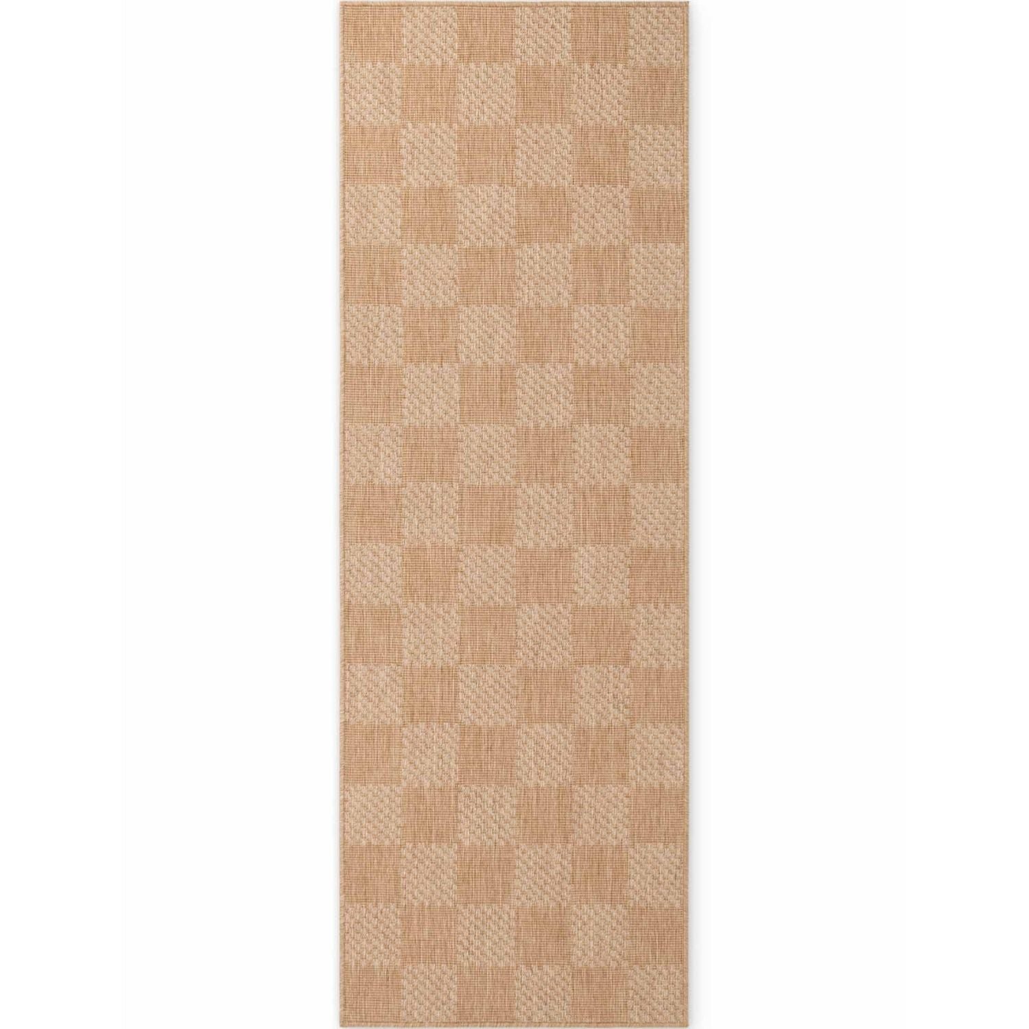 Ted Baker Beige Dorothy Indoor Outdoor Checkerboard Runner Rug - 80 x 200cm