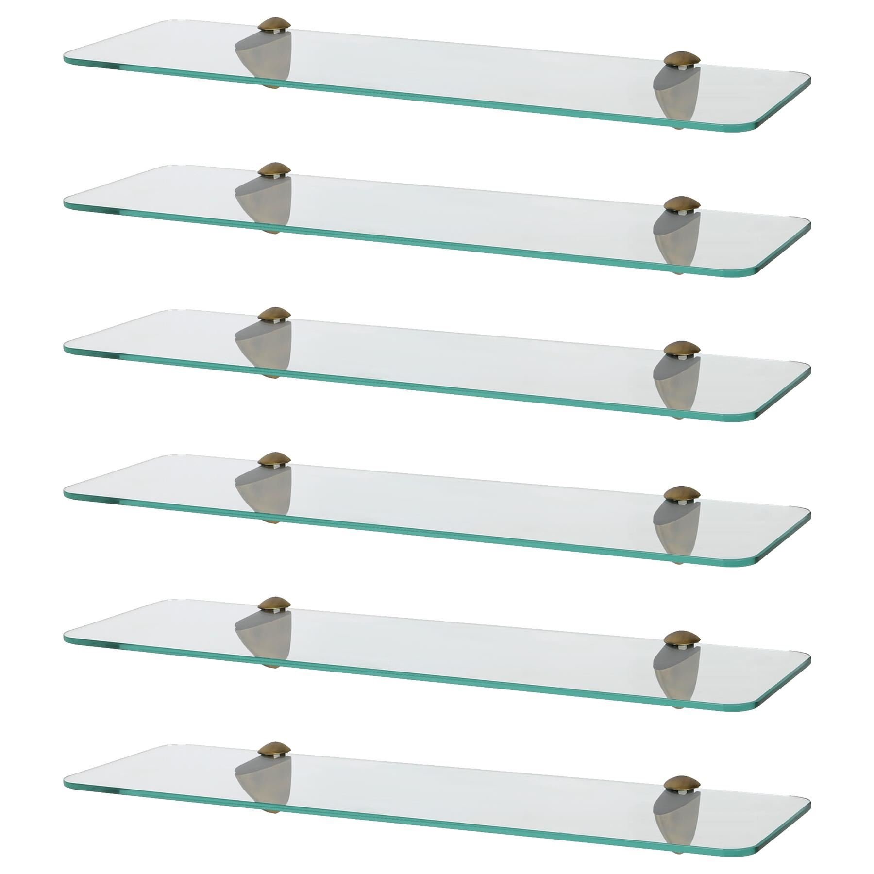 Harbour Housewares Rounded Style Glass Bathroom Shelves - Gold - Set of 6