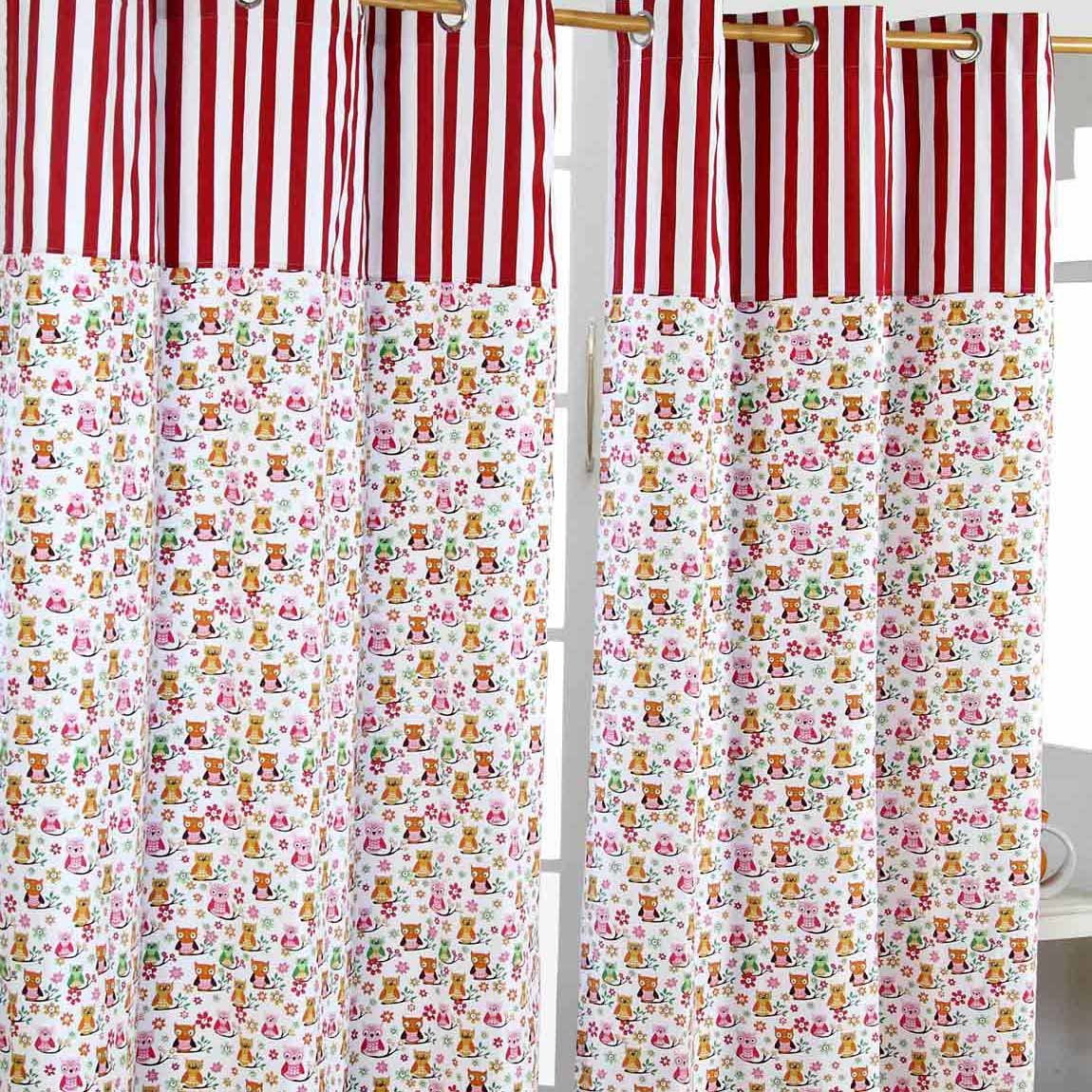 Homescapes Owls Printed Ready Made Eyelet Curtains - 137cm x 182cm