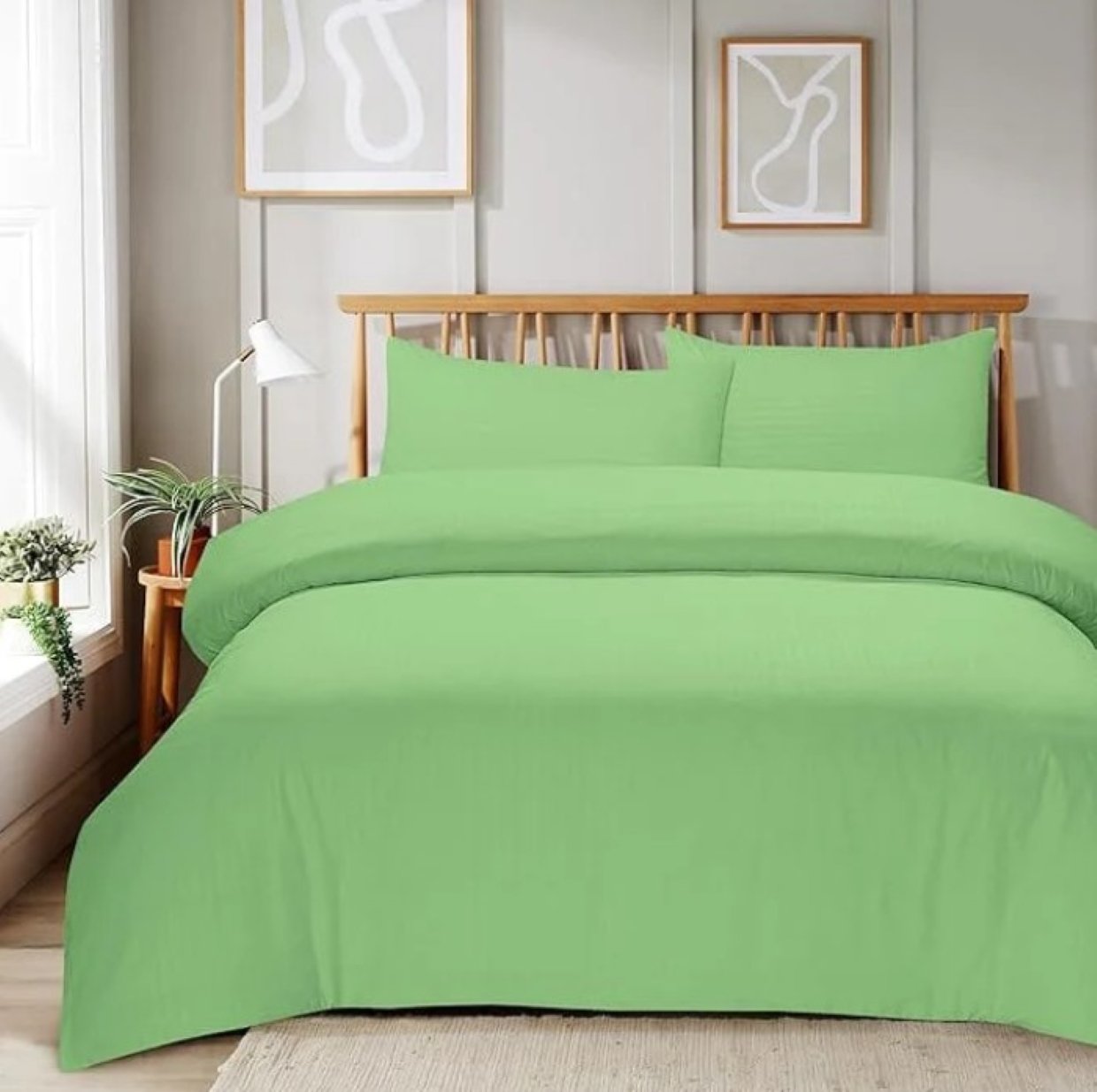 New Edge Blinds Mayfair Stripe Sage Green Duvet Set - King