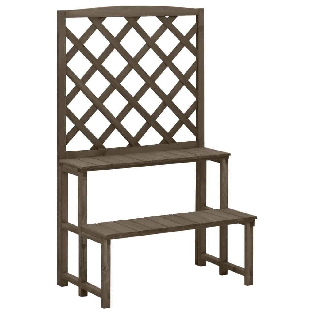 Walplus Solid Fir Wood Plant Stand - Grey - 70 x 42 x 115 cm