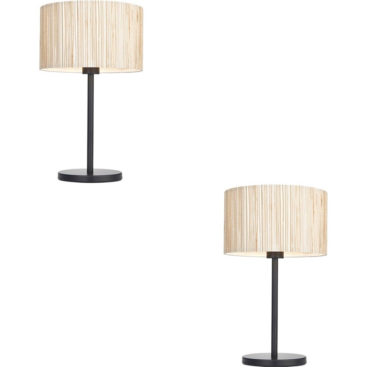 Loops Direct Pack of 2 Woven Seagrass Table Lamp - Natural and Matt Black
