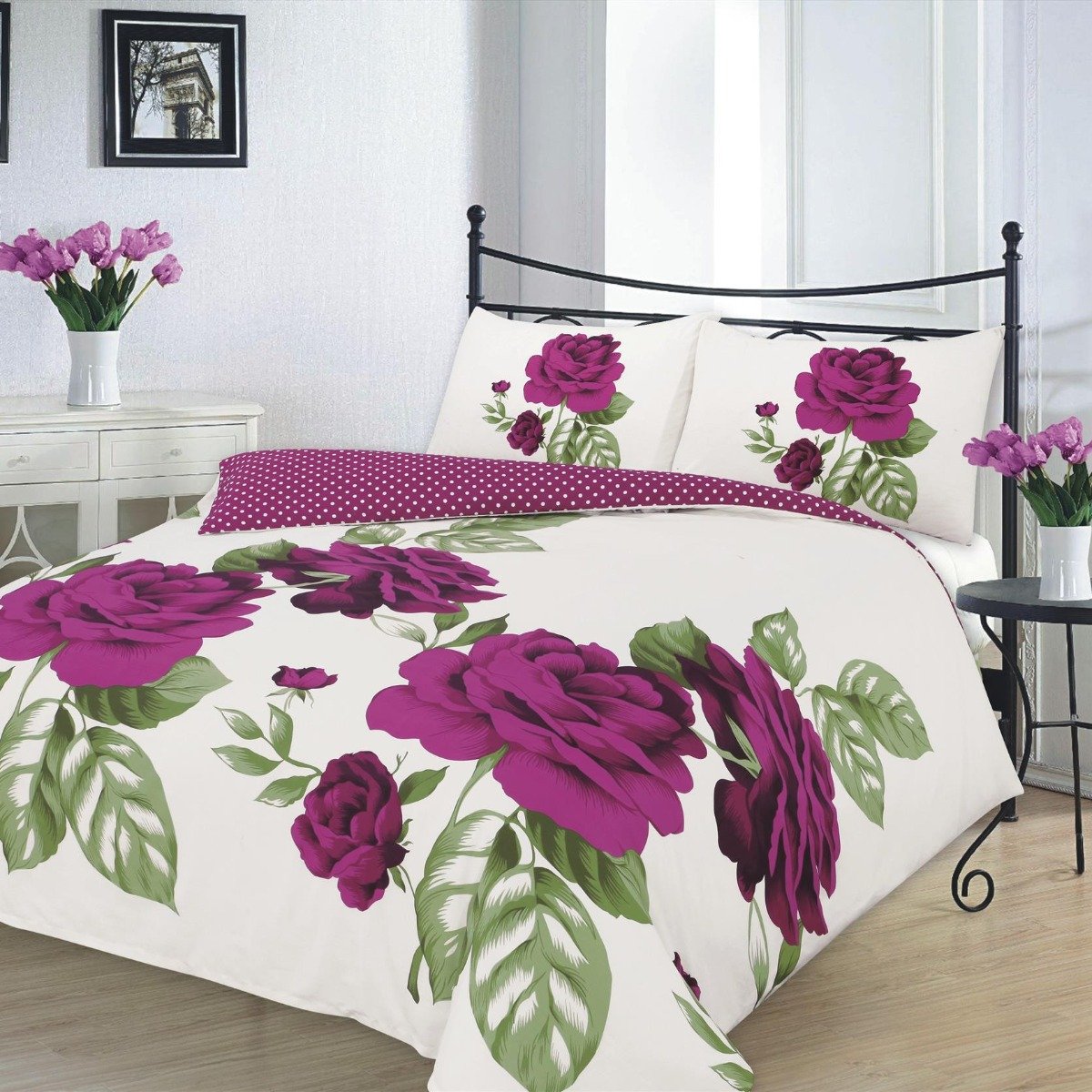 HomeSpace Direct Isabella Plum Duvet Cover Set - Double