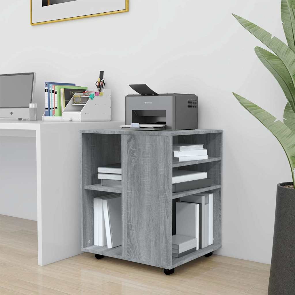 Walplus Engineered Wood Lockable Rolling Cabinet - Grey Sonoma - 60 x 53 x 72 cm