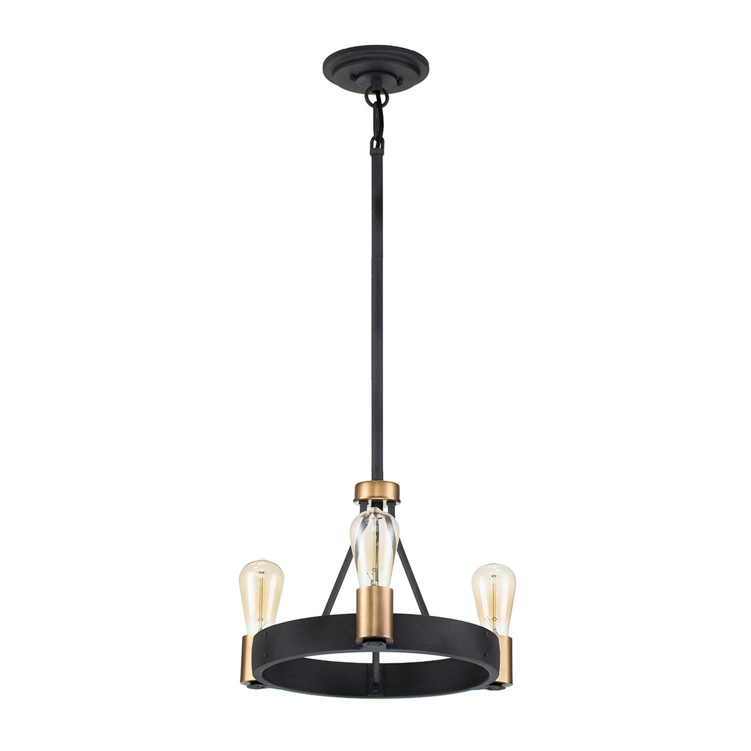 Elstead Hinkley 3 Arm Pendant Light - Aged Zinc & Heritage Brass