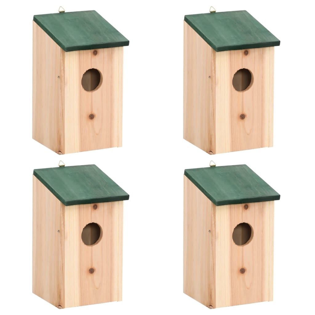 Walplus Pack of 4 Wood Bird Houses - 12 x 12 x 22 cm