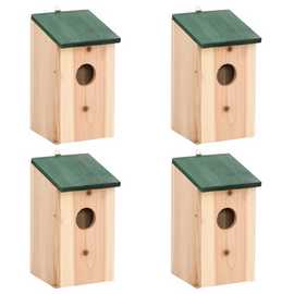 Walplus Pack of 4 Wood Bird Houses - 12 x 12 x 22 cm